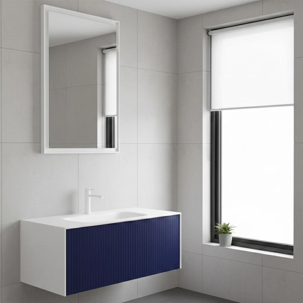 Orka Cube 120 Cm Mat Lacivert Banyo Dolabı Takımı 2