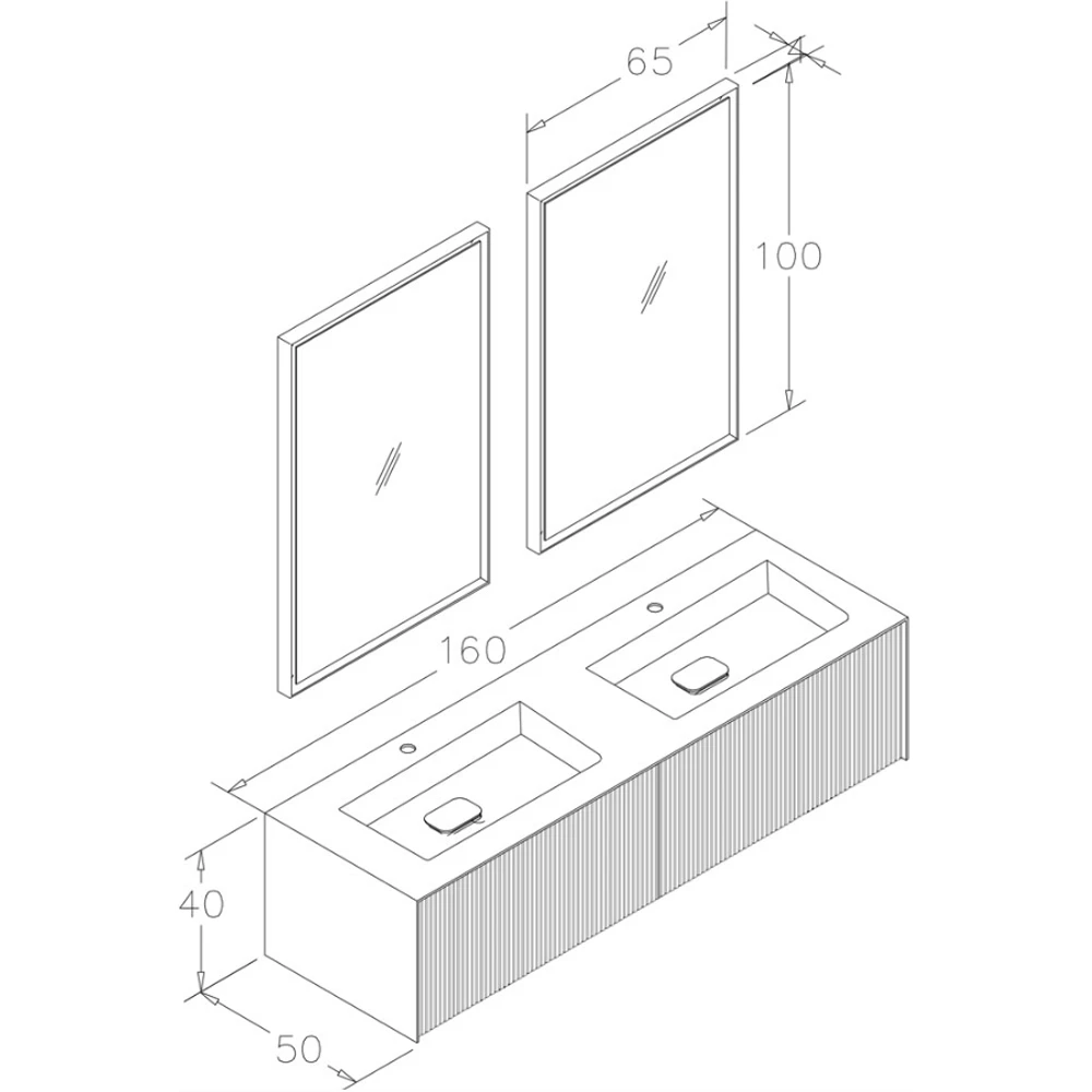 Orka Cube 160 Cm Mat Antrasit Banyo Dolabı Takımı 4