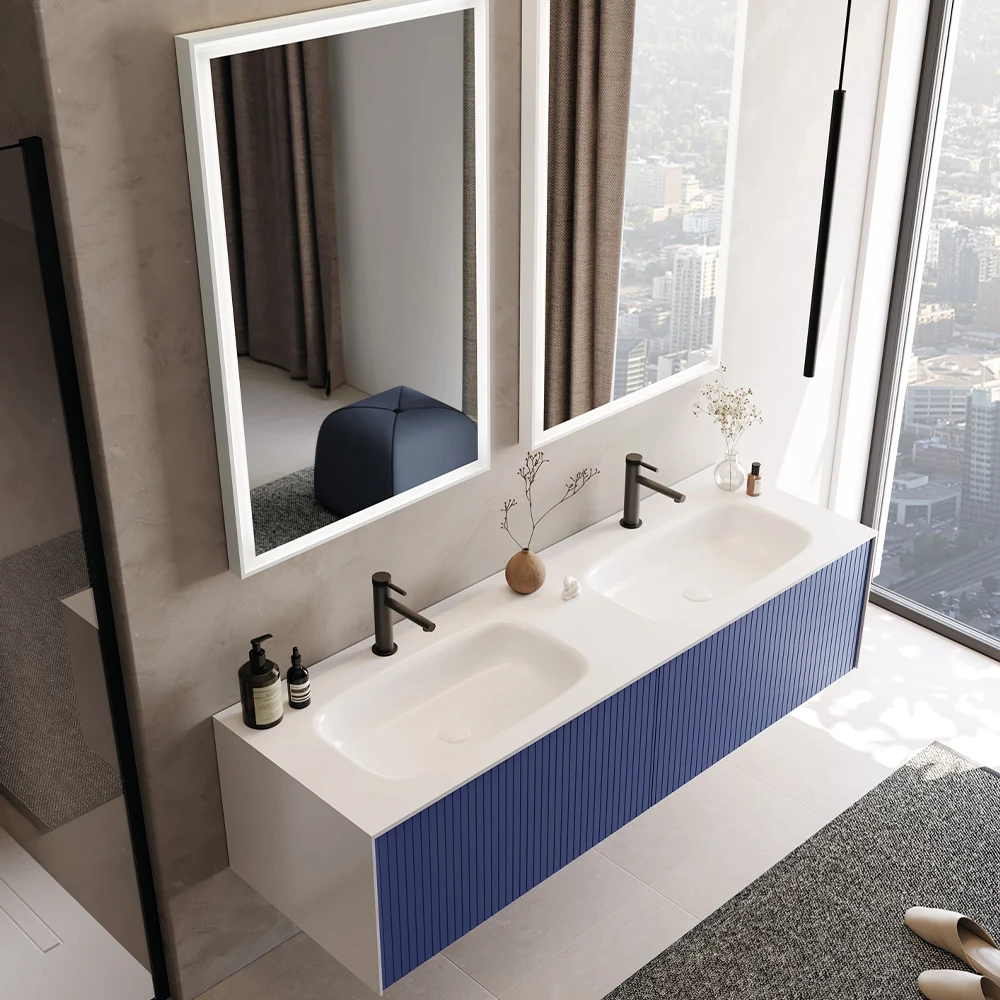 Orka Cube 160 Cm Mat Lacivert Banyo Dolabı Takımı 3