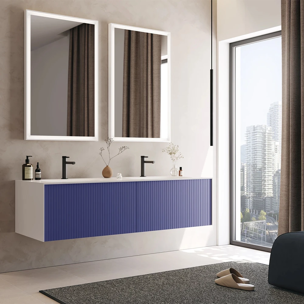 Orka Cube 160 Cm Mat Lacivert Banyo Dolabı Takımı 2