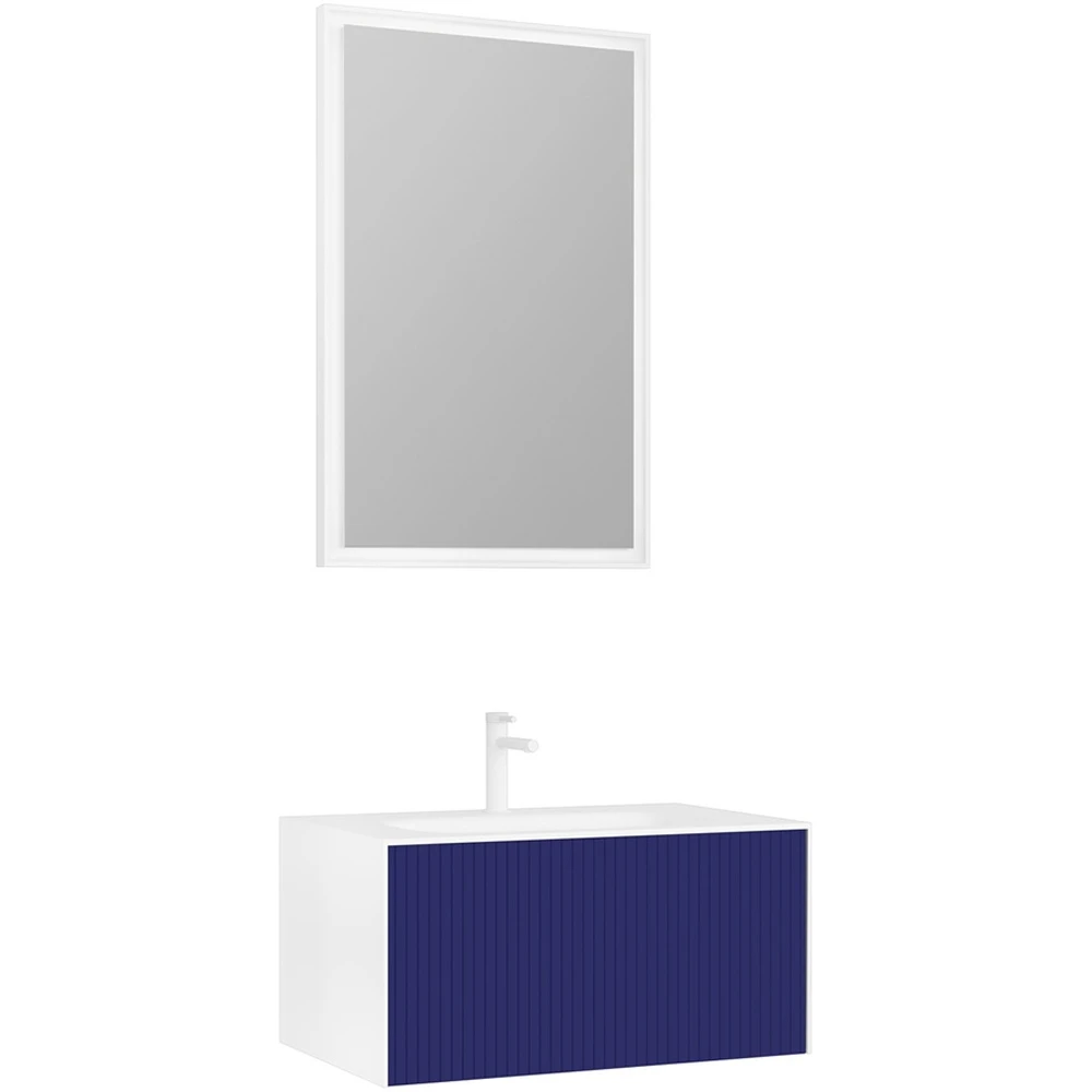 Orka Cube 80 Cm Mat Lacivert Banyo Dolabı Takımı