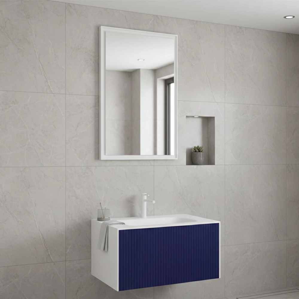 Orka Cube 80 Cm Mat Lacivert Banyo Dolabı Takımı 2