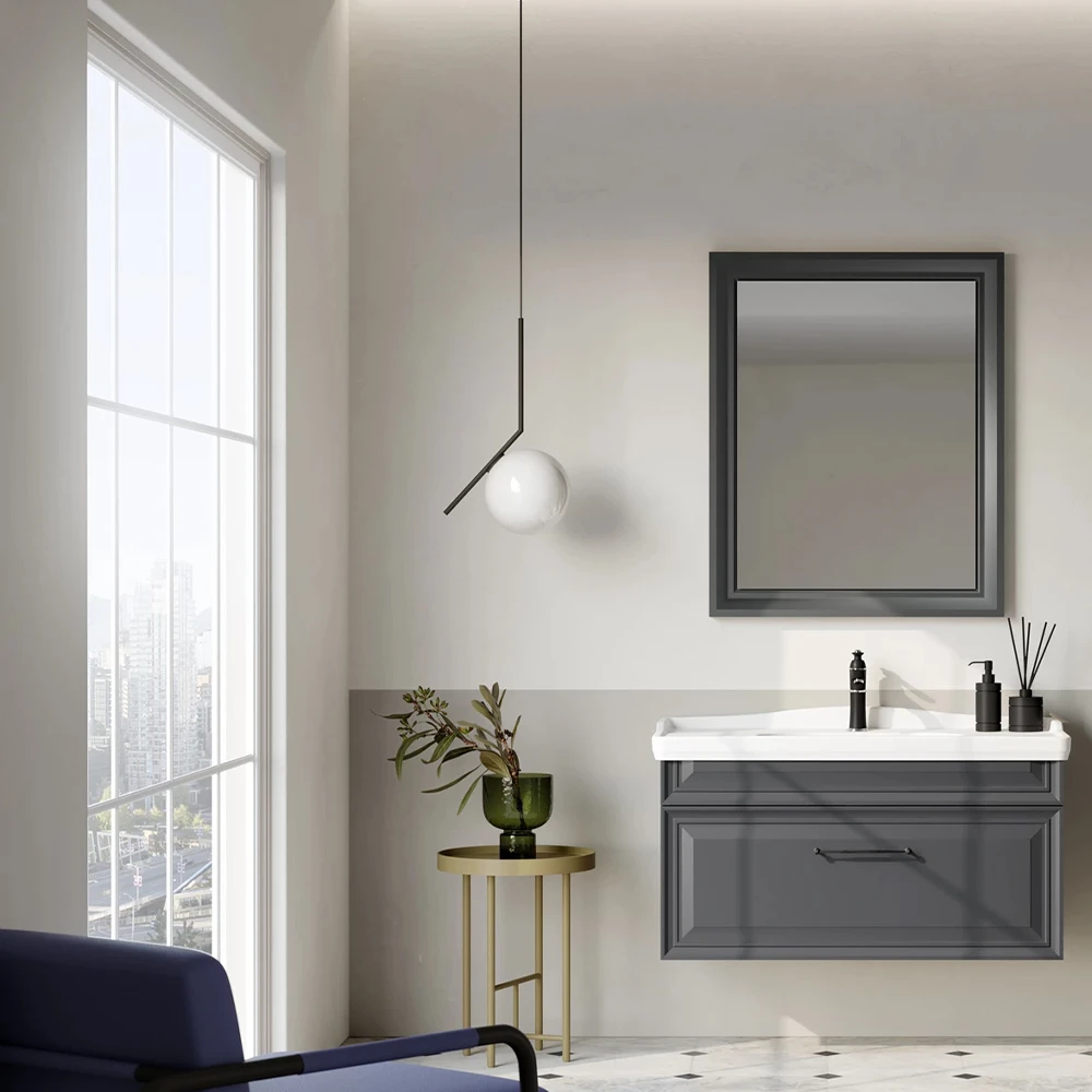 Orka Design 105 Cm Mat Antrasit Banyo Dolabı Takımı 2