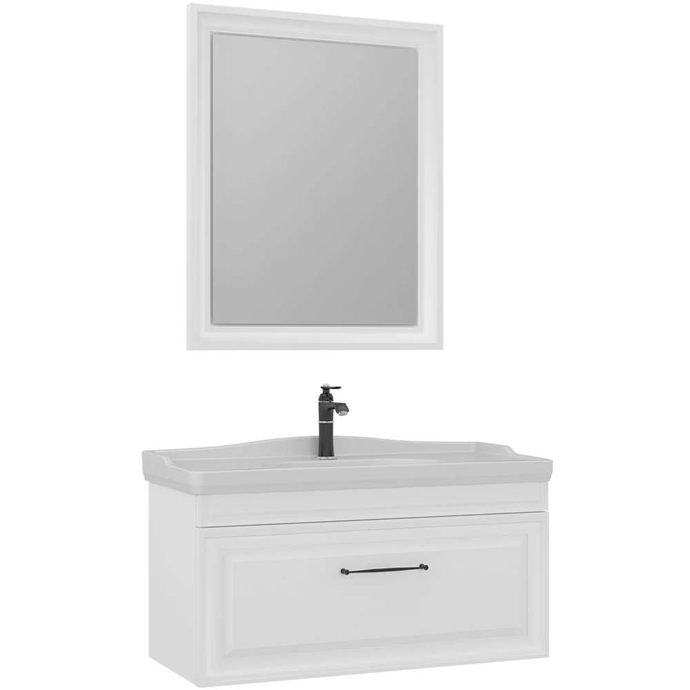 Orka Design 105 Cm Mat Beyaz Banyo Dolabı Takımı