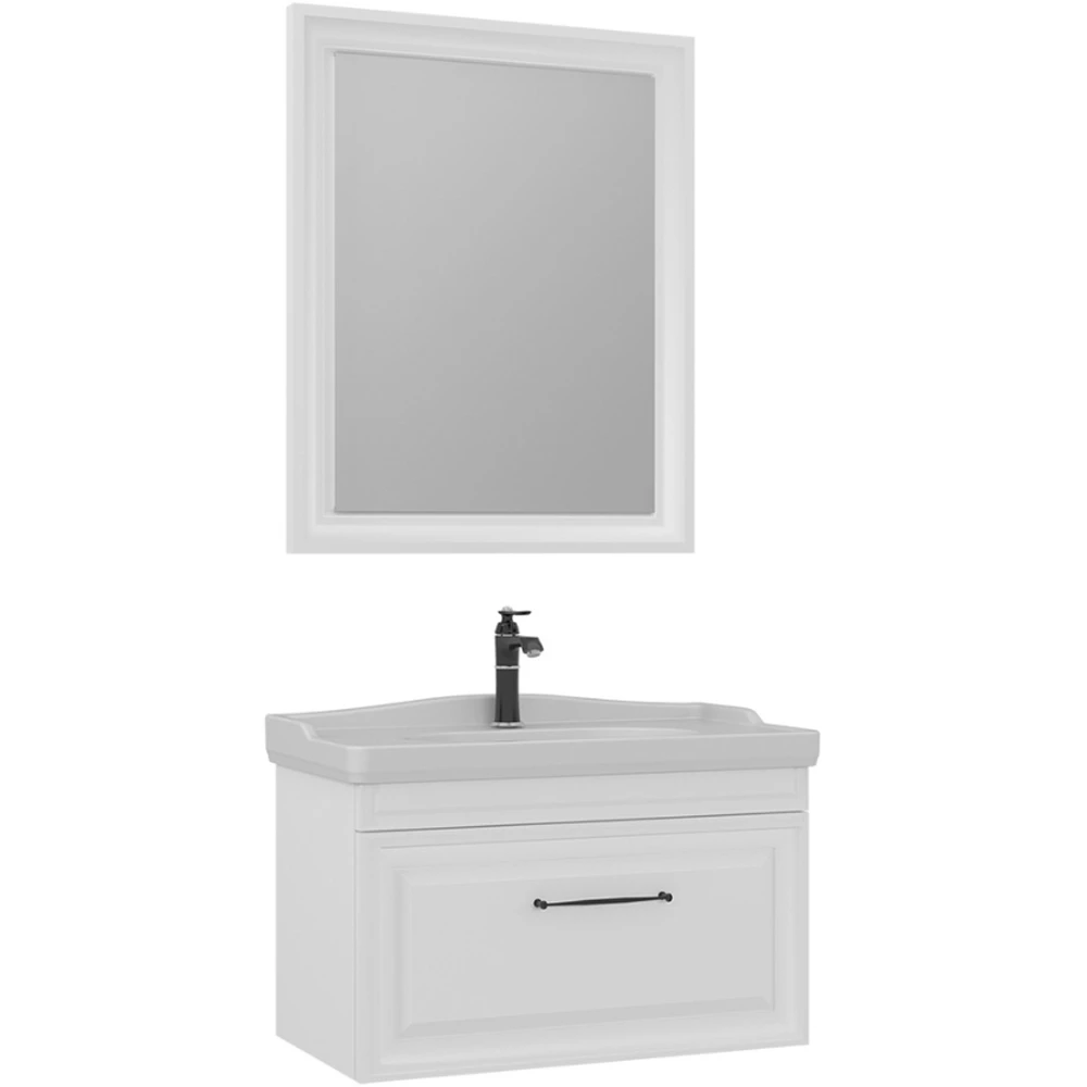 Orka Design 85 Cm Mat Beyaz Banyo Dolabı Takımı