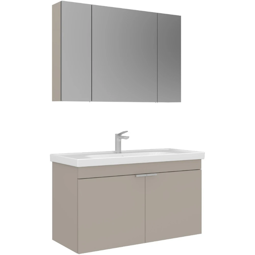 Orka Desna 100 Cm Mat Bej Banyo Dolabı Takımı - 5008749