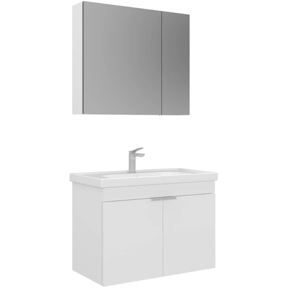 Orka Desna 80 Cm Mat Beyaz Banyo Dolabı Takımı - 5007923