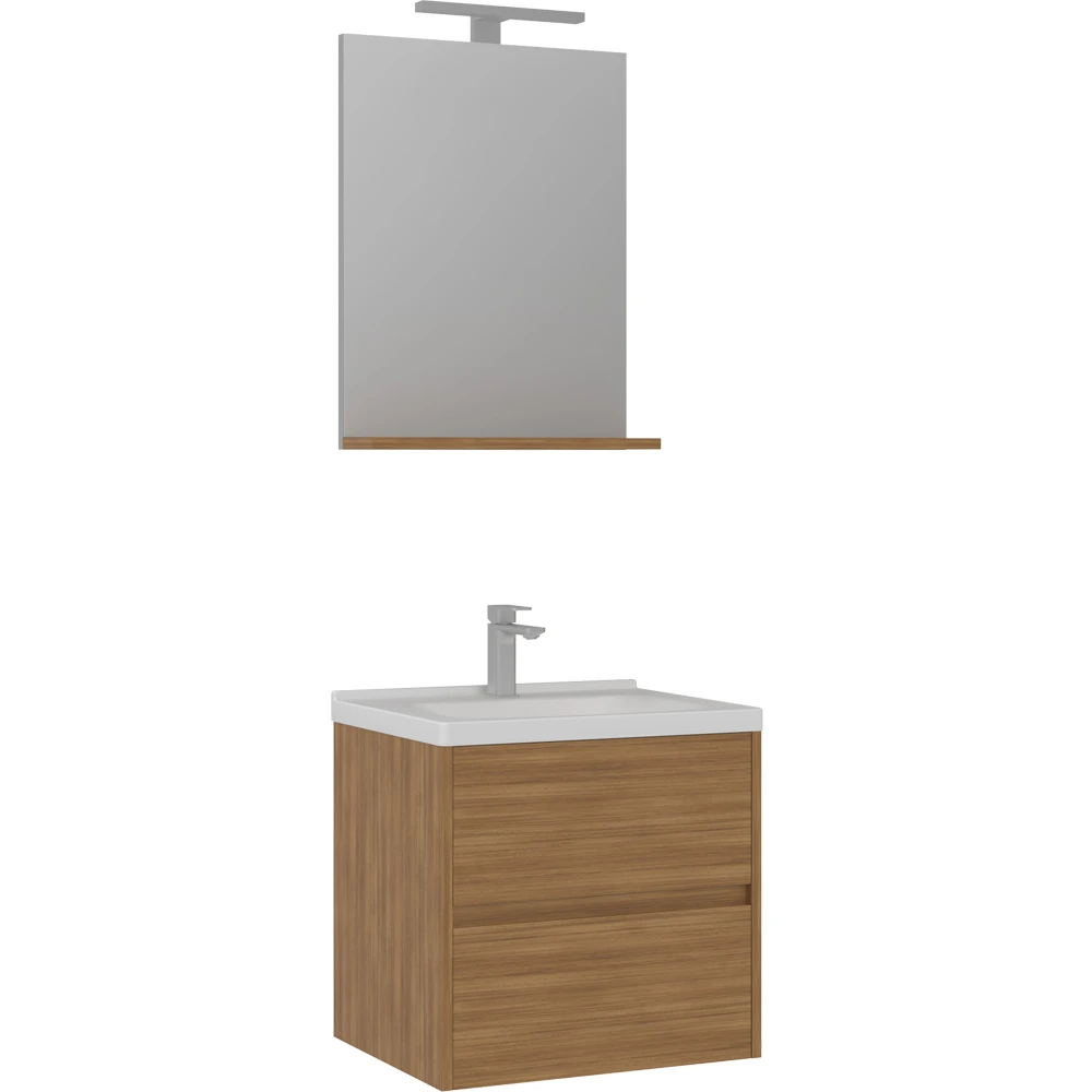 Orka Düden 65 Cm Teak Banyo Dolabı Takımı - 5005686