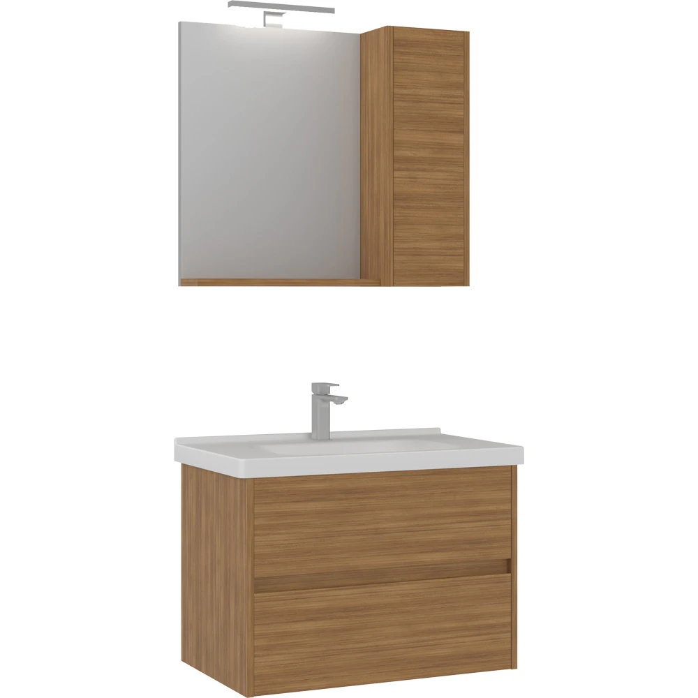 Orka Düden 80 Cm Teak Banyo Dolabı Takımı - 5005685