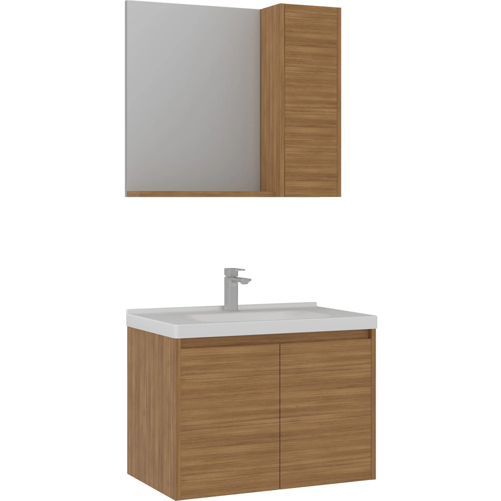 Orka Düden 80 Cm Teak Banyo Dolabı Takımı - 5005687