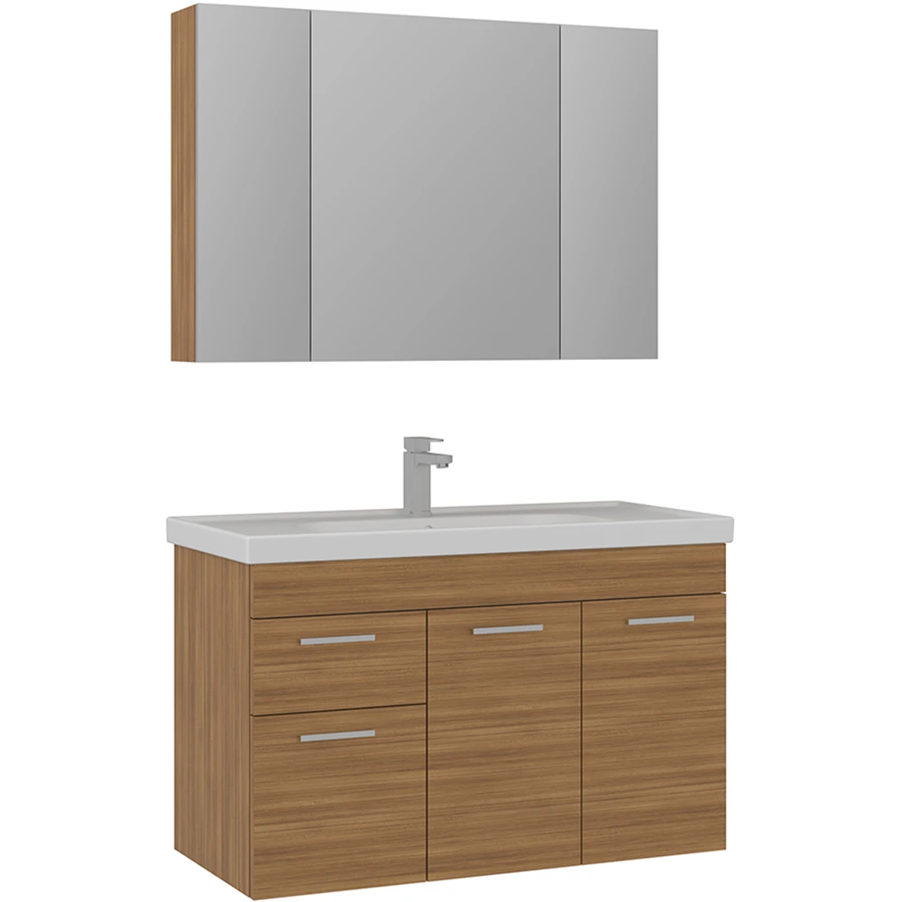 Orka Enez 100 Cm Teak Banyo Dolabı Takımı