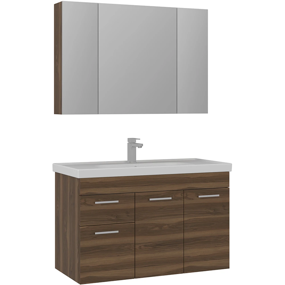 Orka Enez 100 Cm Tesbih Ceviz Banyo Dolabı Takımı