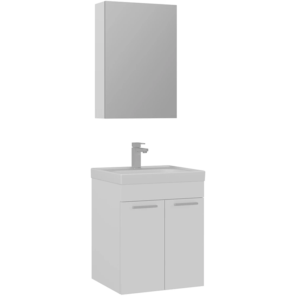 Orka Enez 55 Cm Parlak Beyaz Banyo Dolabı Takımı