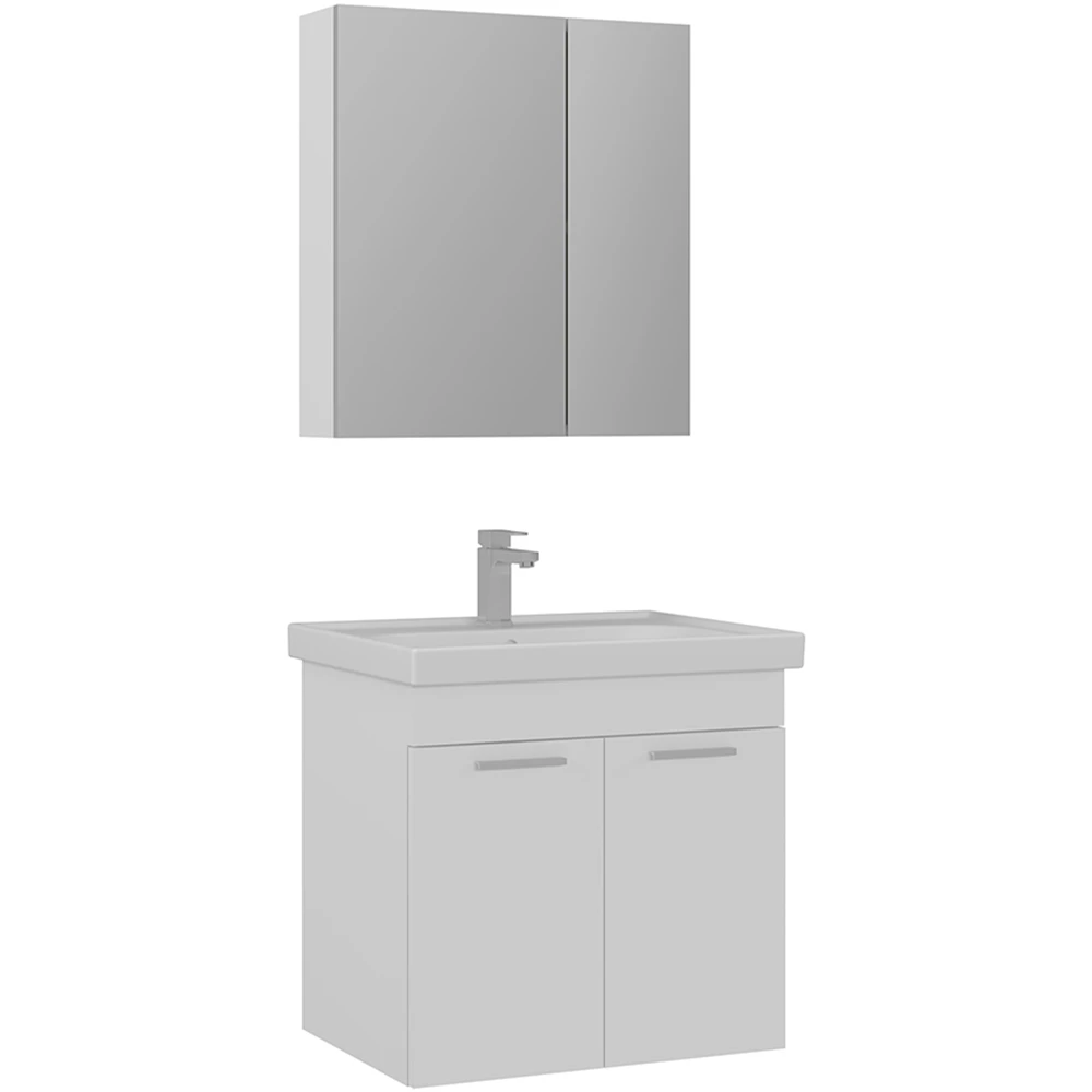 Orka Enez 65 Cm Parlak Beyaz Banyo Dolabı Takımı
