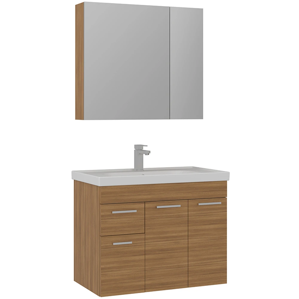 Orka Enez 80 Cm Teak Banyo Dolabı Takımı