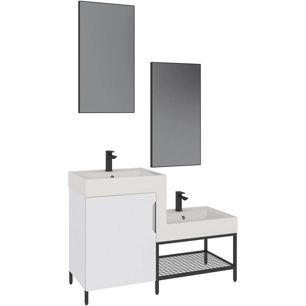 Orka Enna 120 Cm Mat Beyaz Banyo Dolabı Takımı