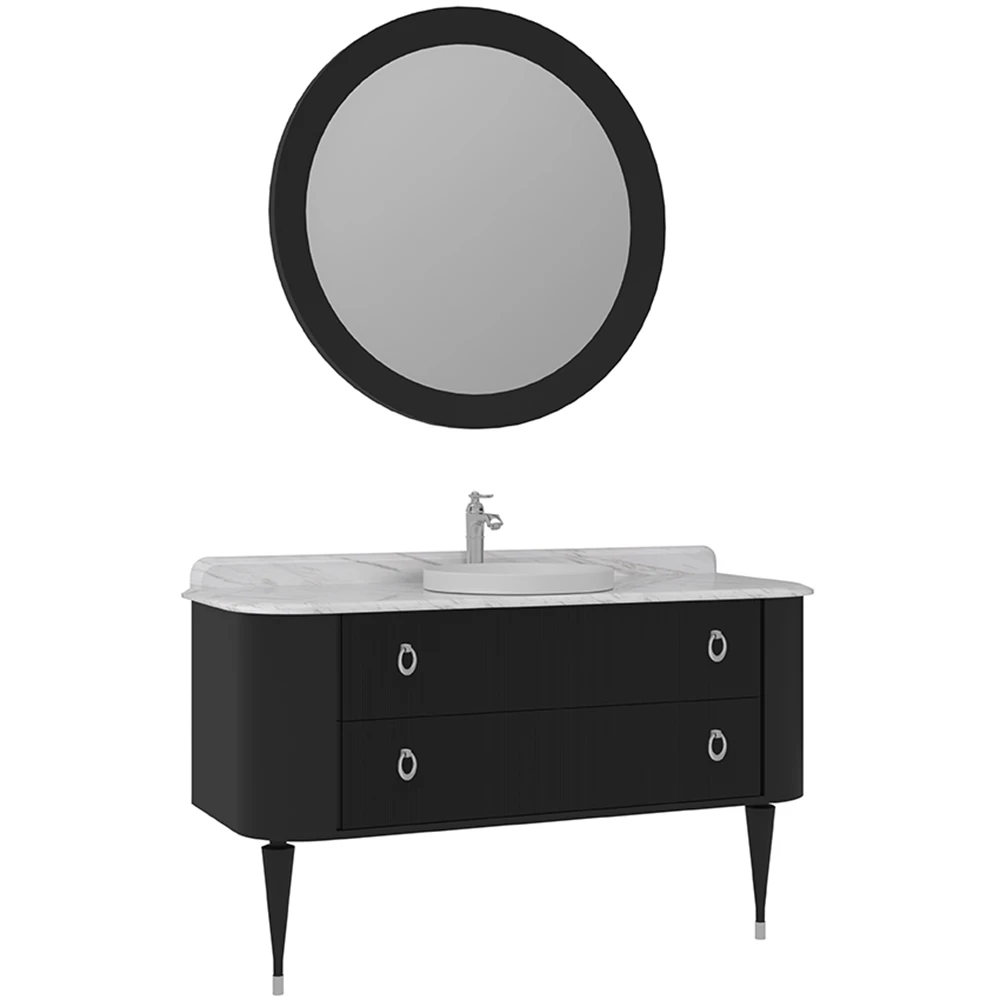 Orka Felice 140 Cm Mat Siyah Banyo Dolabı Takımı - 5008138
