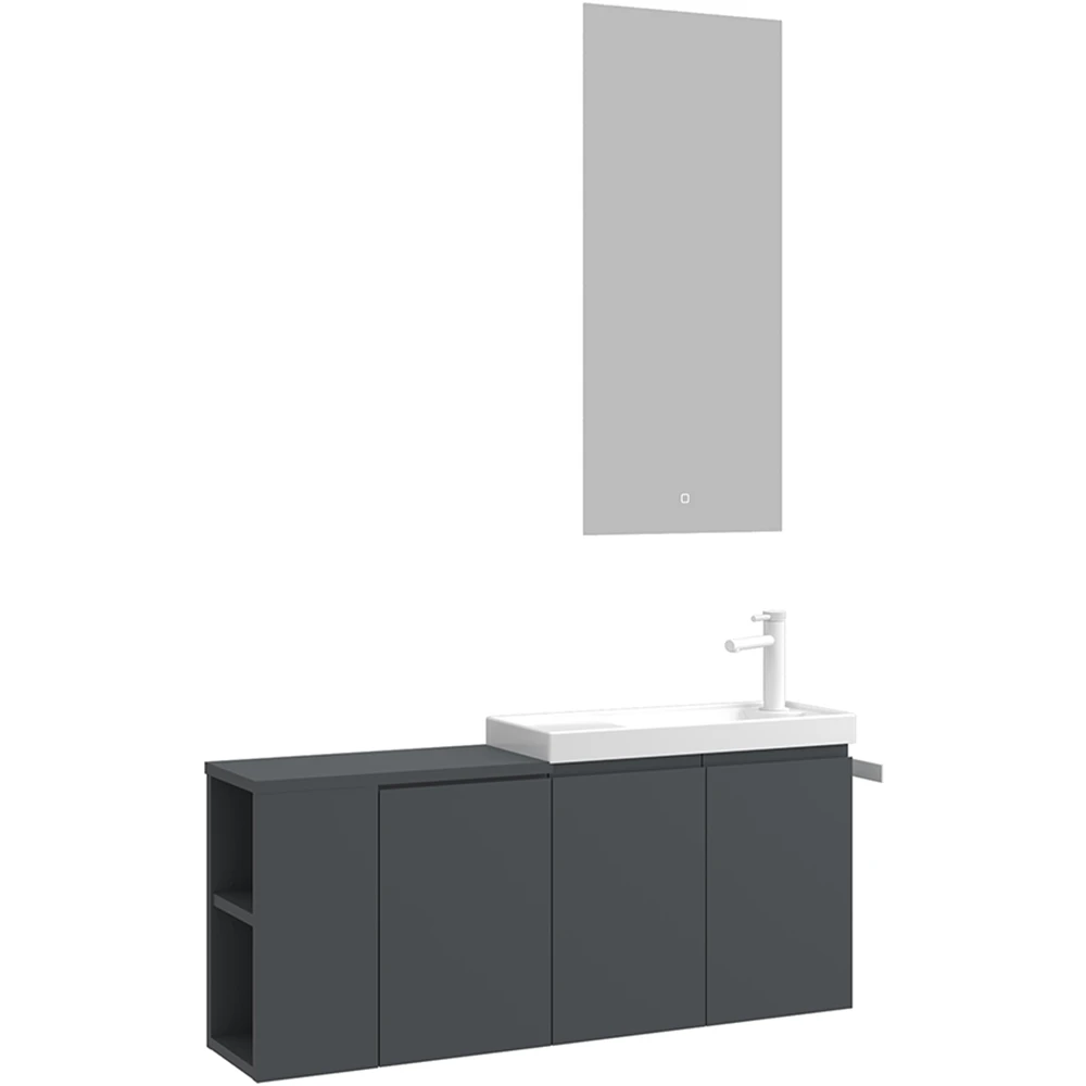 Orka Ferla 110 Cm Mat Antrasit Banyo Dolabı Takımı (Sol)