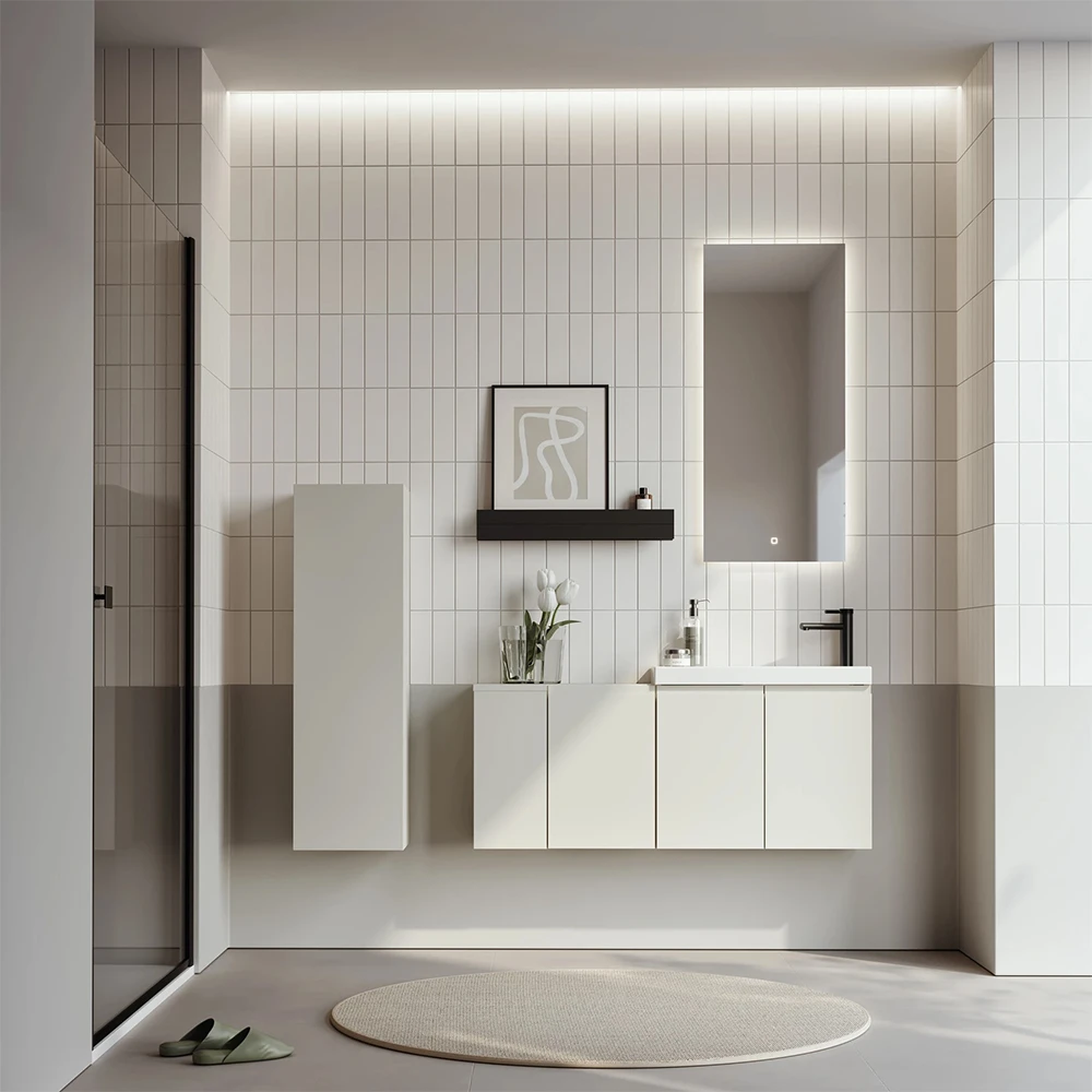 Orka Ferla 110 Cm Mat Kaşmir Banyo Dolabı Takımı (Sol) 2