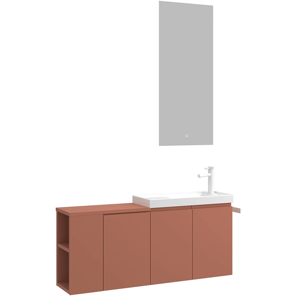 Orka Ferla 110 Cm Mat Tarçın Banyo Dolabı Takımı (Sol)