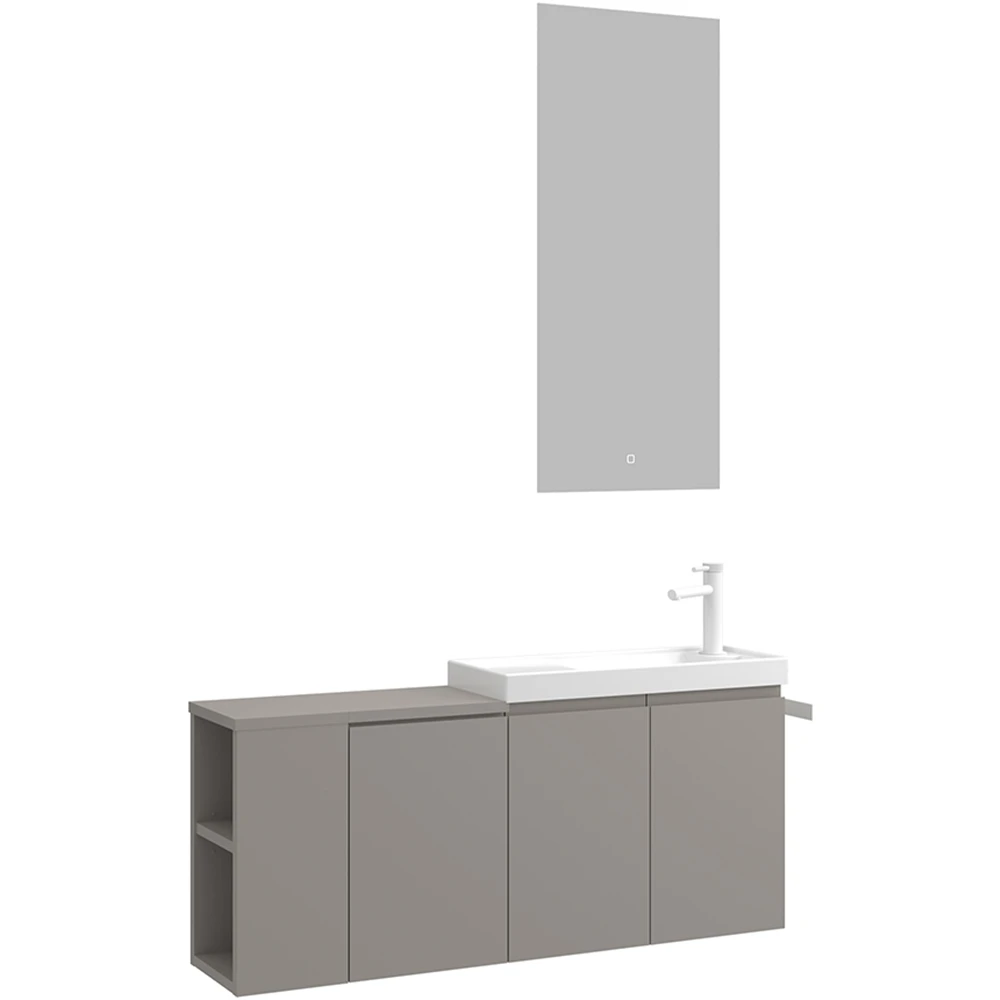 Orka Ferla 110 Cm Mat Vizon Banyo Dolabı Takımı (Sol)