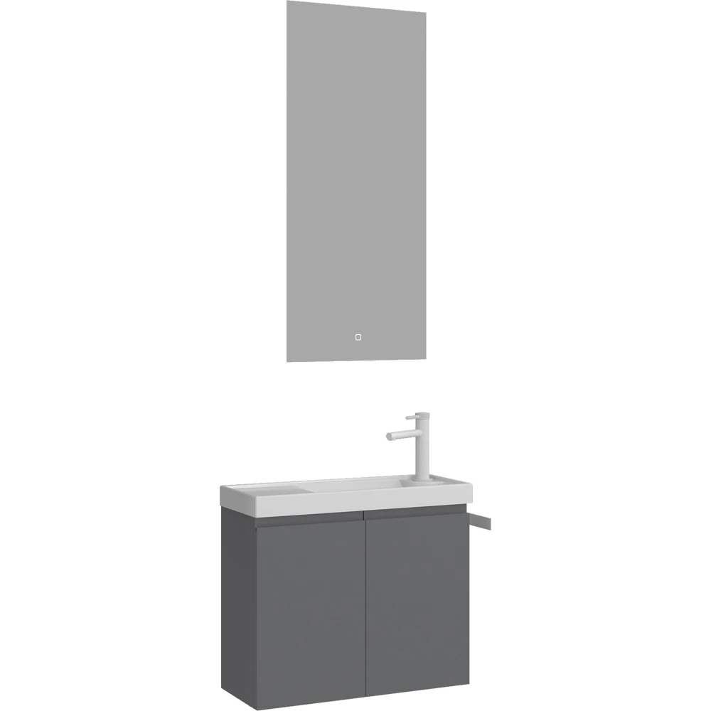 Orka Ferla 60 Cm Mat Gri Banyo Dolabı Takımı