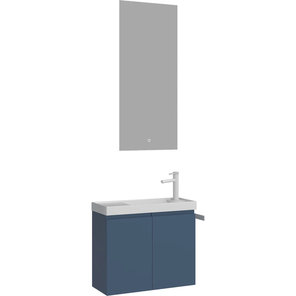 Orka Ferla 60 Cm Mat Mavi Banyo Dolabı Takımı