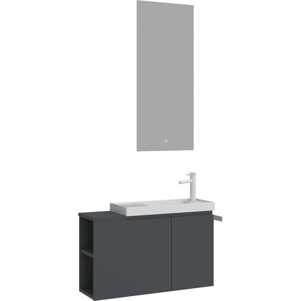 Orka Ferla 80 Cm Mat Antrasit Banyo Dolabı Takımı