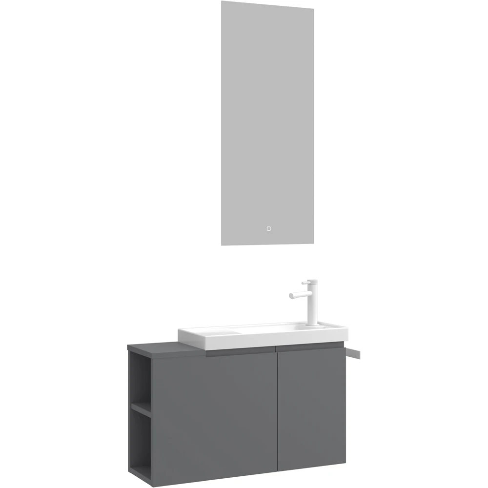 Orka Ferla 80 Cm Mat Gri Banyo Dolabı Takımı