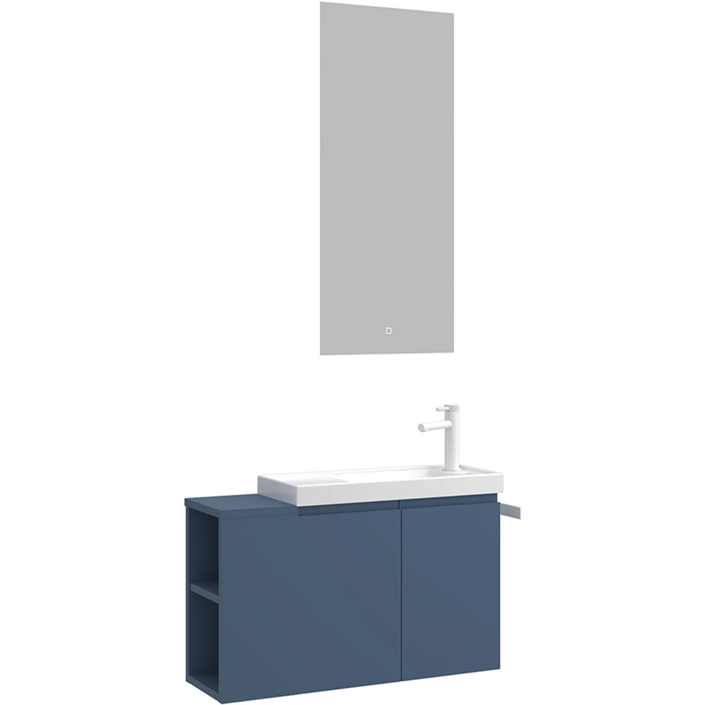 Orka Ferla 80 Cm Mat Mavi Banyo Dolabı Takımı