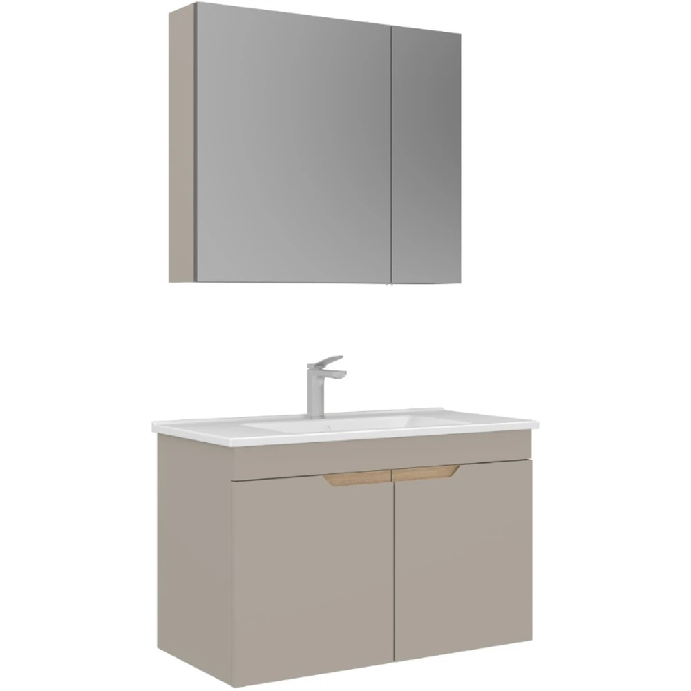 Orka Lena 85 Cm Mat Bej Banyo Dolabı Takımı - 5008003
