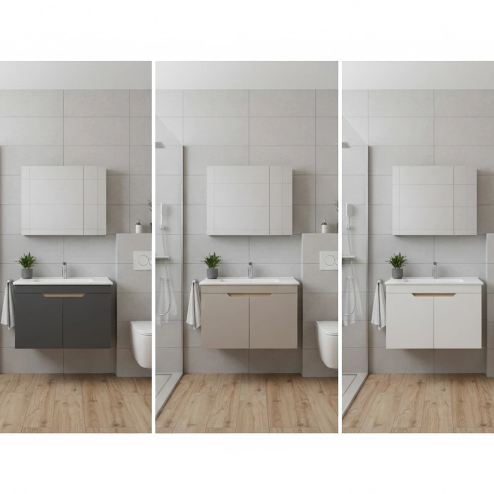 Orka Lena 85 Cm Mat Beyaz Banyo Dolabı Takımı - 5008811 2