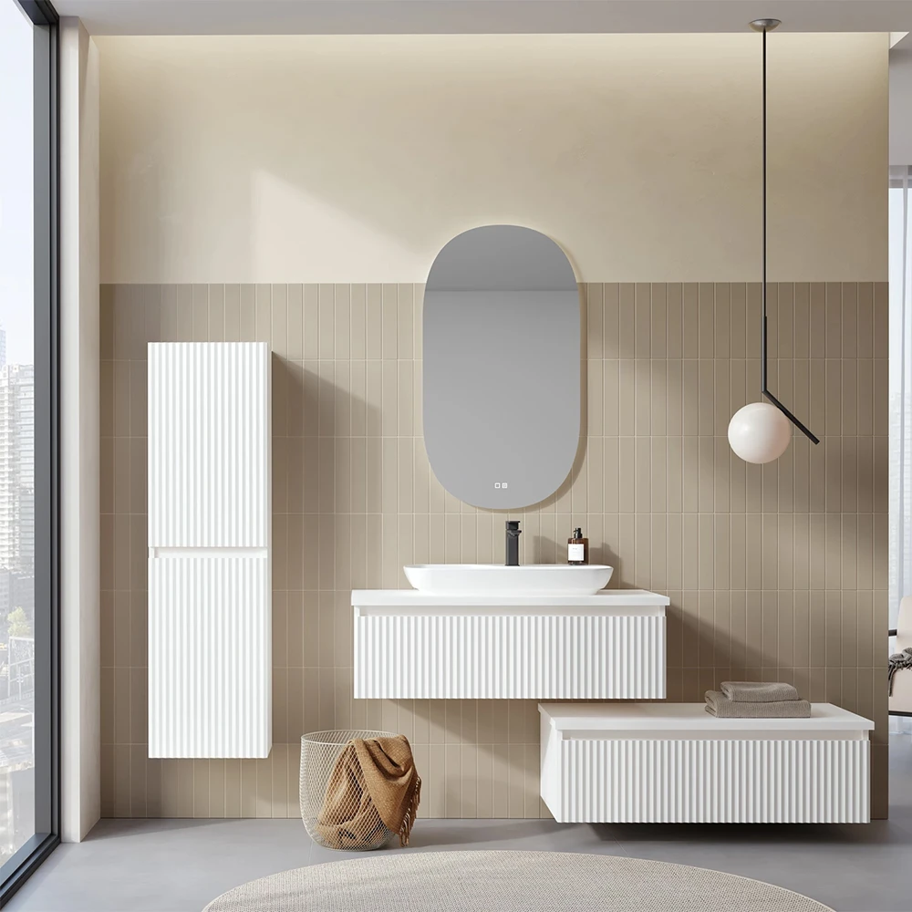 Orka Lentia 100 Cm Mat Beyaz Banyo Dolabı Takımı 2