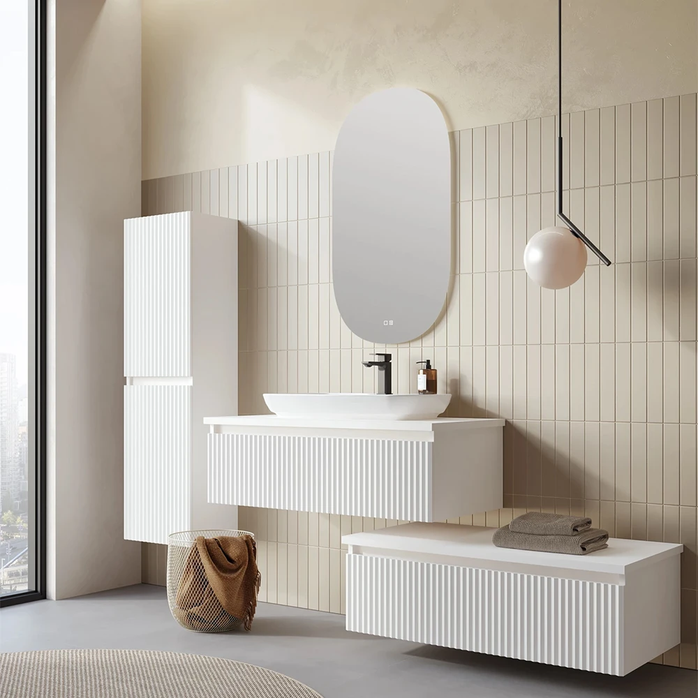Orka Lentia 100 Cm Mat Beyaz Banyo Dolabı Takımı 3