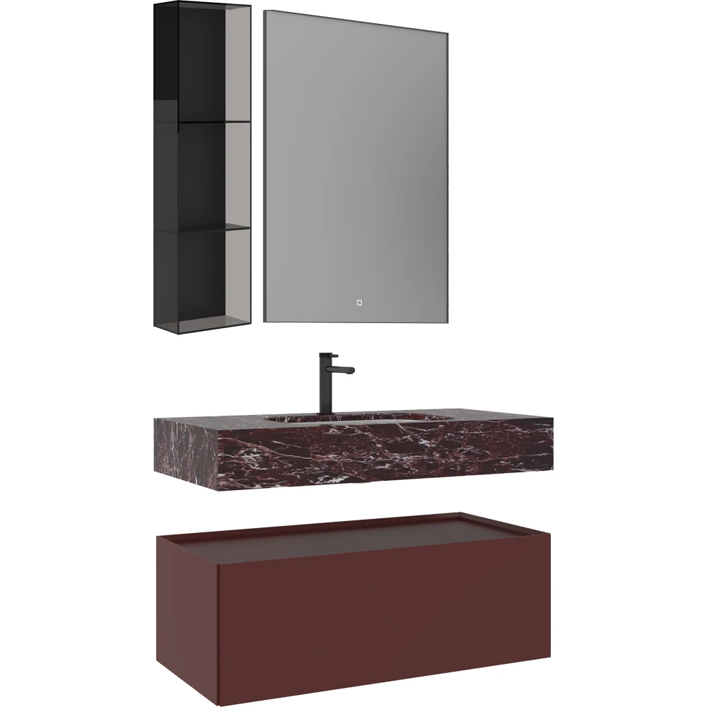 Orka Levanto 100 Cm Mat Bordo Banyo Dolabı Takımı