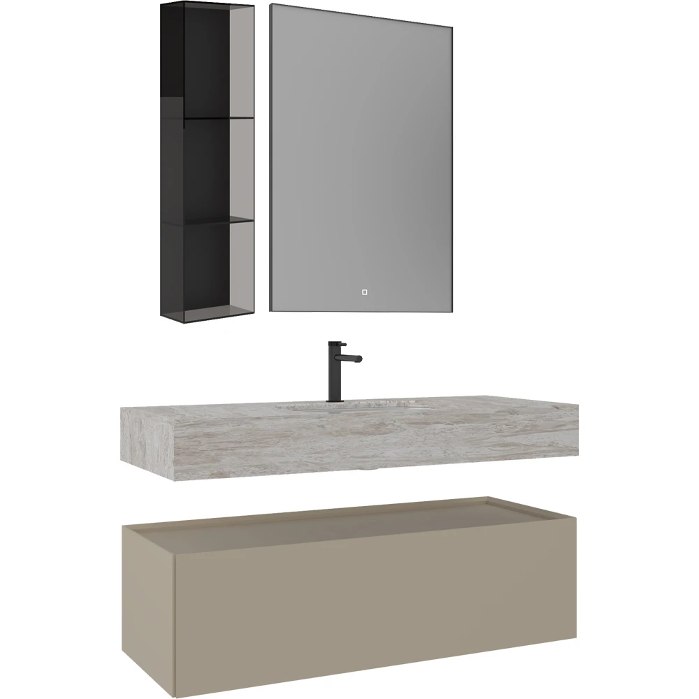 Orka Levanto 120 Cm Mat Bej Banyo Dolabı Takımı