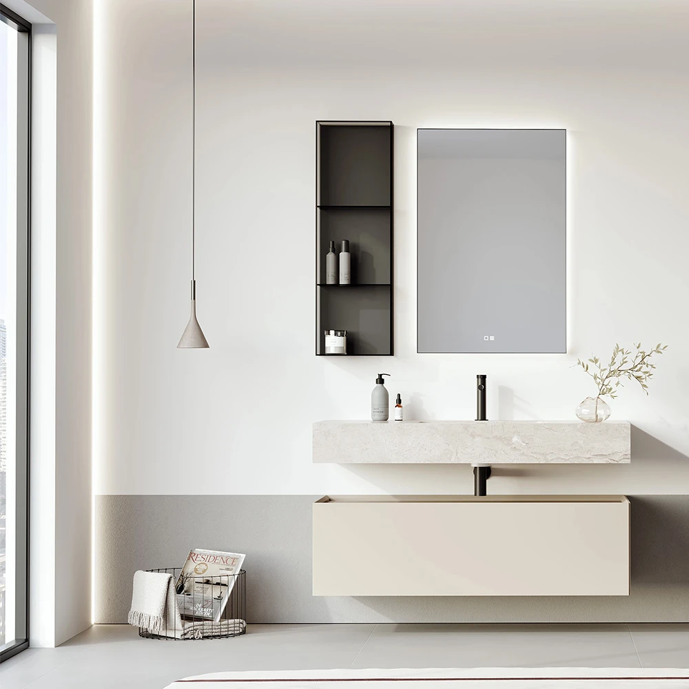 Orka Levanto 120 Cm Mat Bej Banyo Dolabı Takımı 2