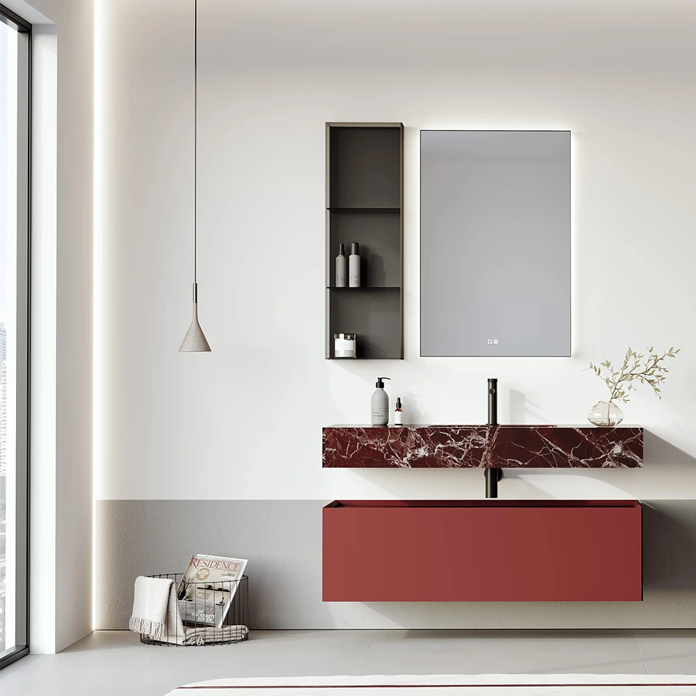 Orka Levanto 120 Cm Mat Bordo Banyo Dolabı Takımı 2