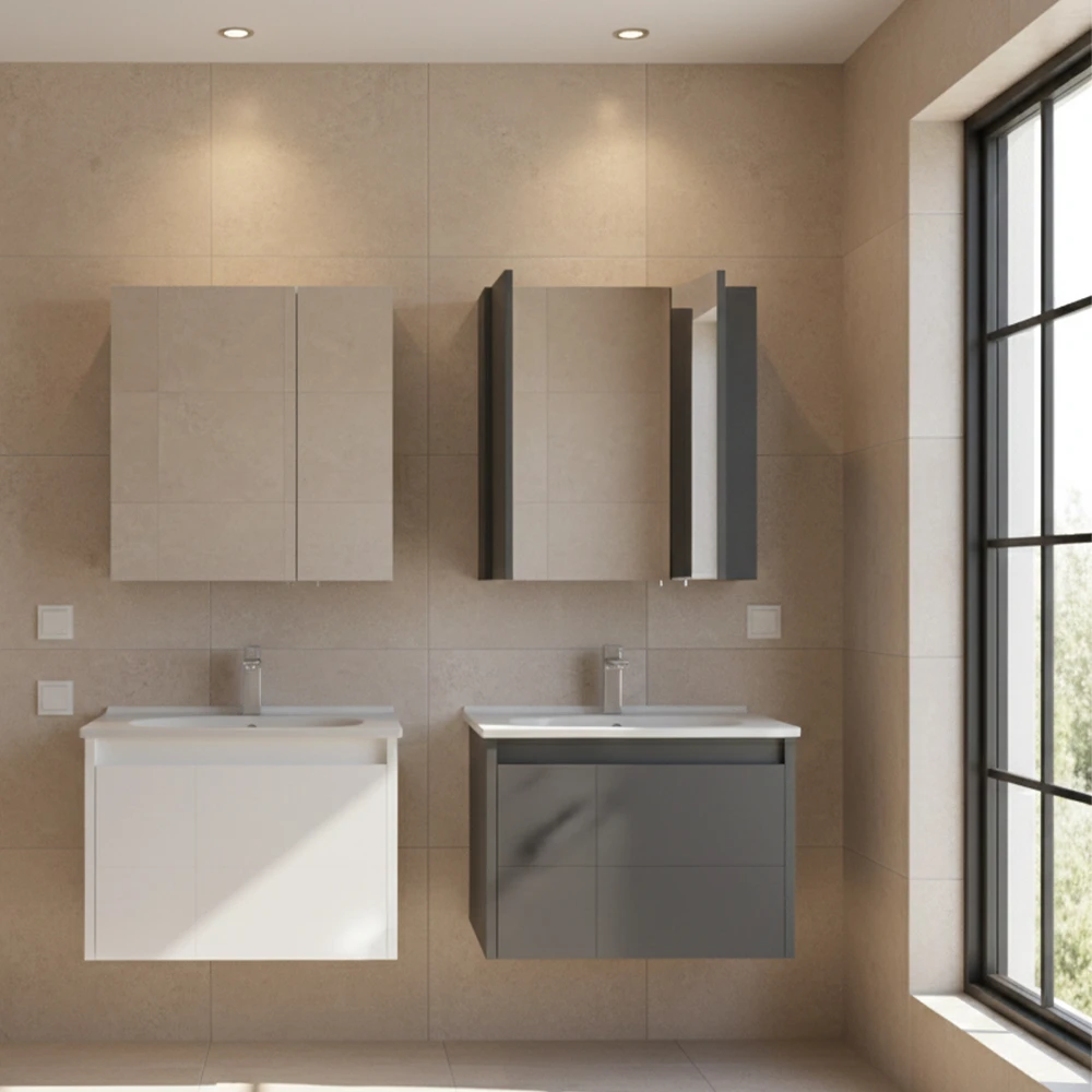 Orka Likya 65 Cm Mat Beyaz Banyo Dolabı Takımı 2