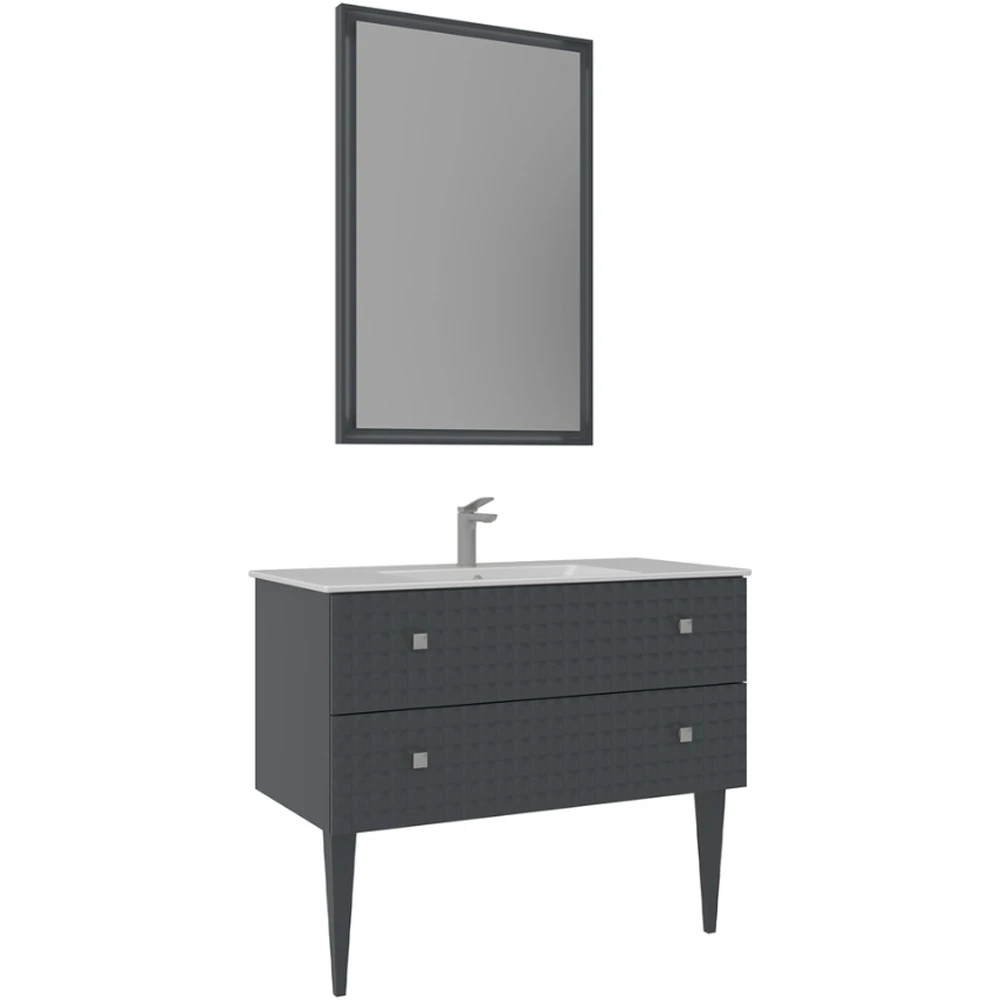 Orka Lipari 100 Cm Mat Antrasit Banyo Dolabı Takımı (Krom Kulp) - 5007347