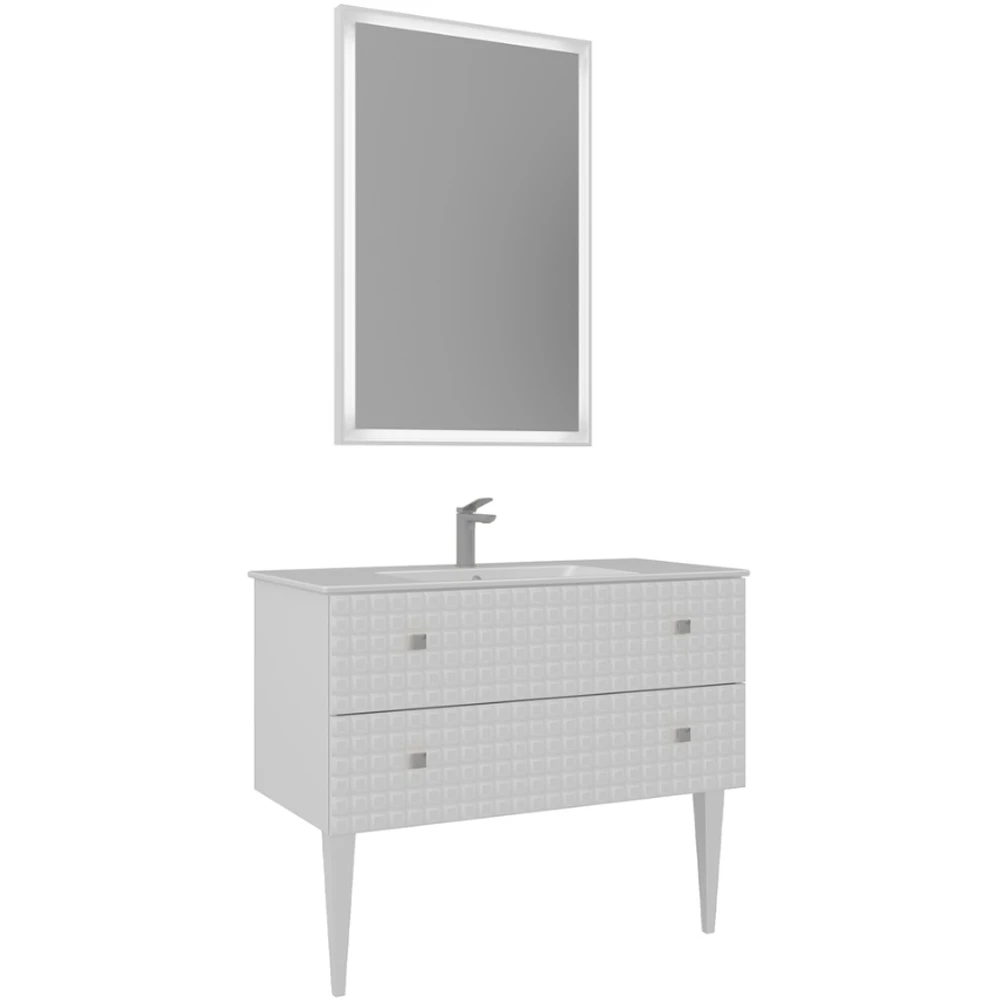 Orka Lipari 100 Cm Mat Beyaz Banyo Dolabı Takımı (Krom Kulp) - 5007345