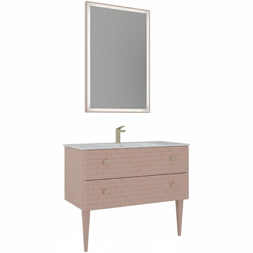 Orka Lipari 100 Cm Mat Pudra Banyo Dolabı Takımı (Altın Kulp) - 5008583