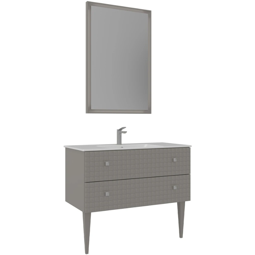 Orka Lipari 100 Cm Mat Vizon Banyo Dolabı Takımı (Krom Kulp) - 5007346