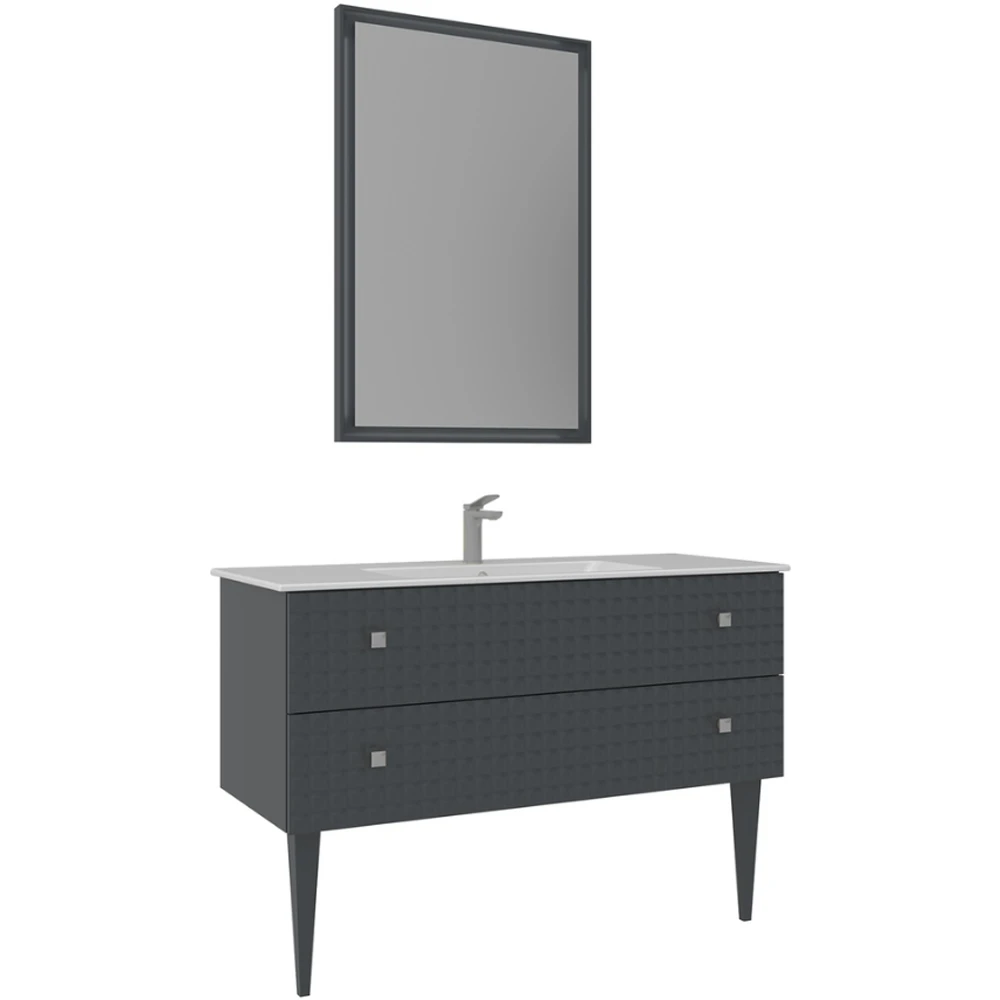 Orka Lipari 120 Cm Mat Antrasit Banyo Dolabı Takımı (Krom Kulp) - 5007353
