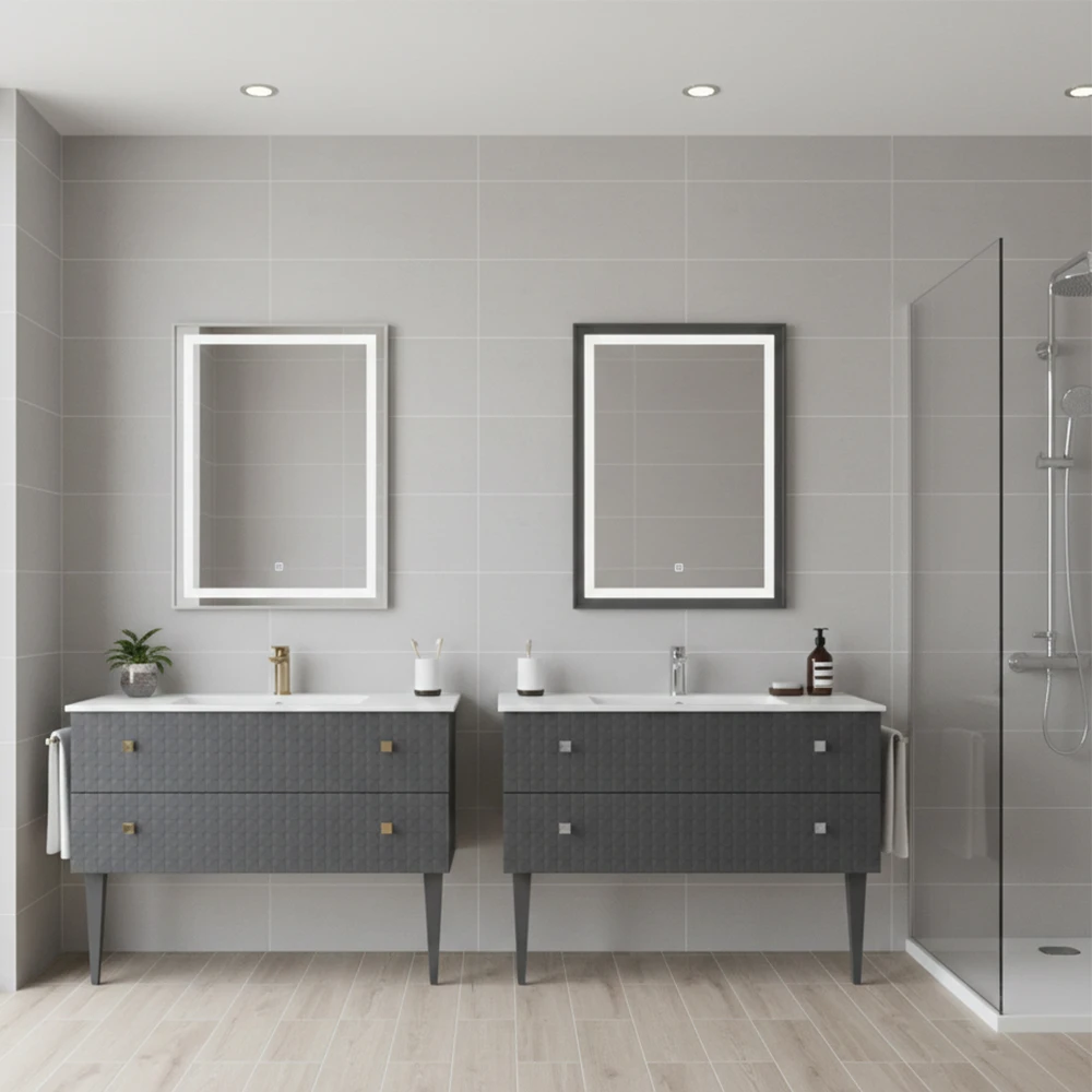 Orka Lipari 120 Cm Mat Antrasit Banyo Dolabı Takımı (Krom Kulp) - 5007353 2