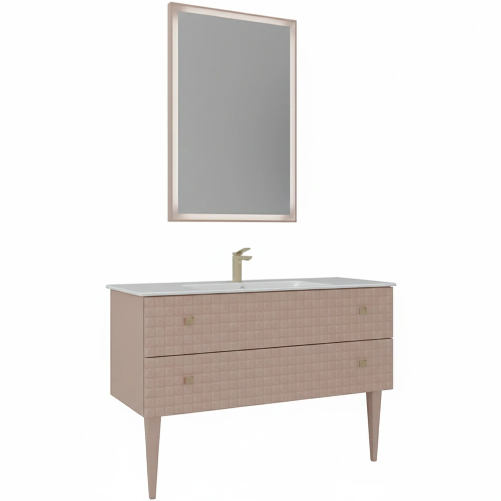 Orka Lipari 120 Cm Mat Pudra Banyo Dolabı Takımı (Altın Kulp) - 5008591