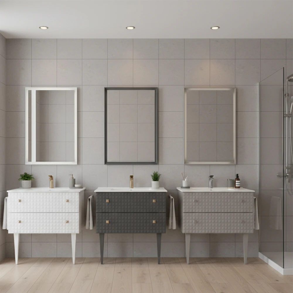 Orka Lipari 80 Cm Mat Antrasit Banyo Dolabı Takımı (Krom Kulp) - 5009007 2