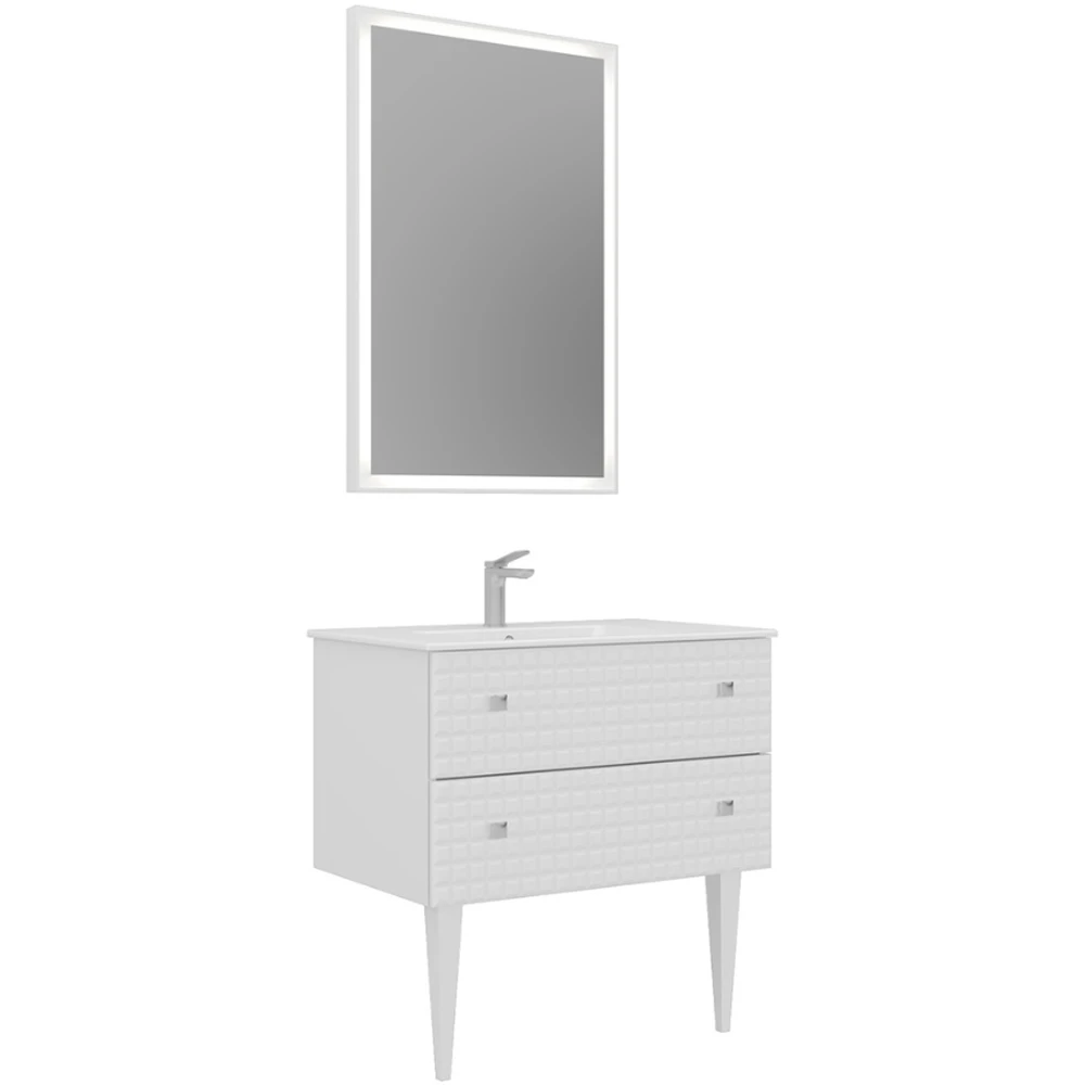 Orka Lipari 80 Cm Mat Beyaz Banyo Dolabı Takımı (Krom Kulp) - 5008996