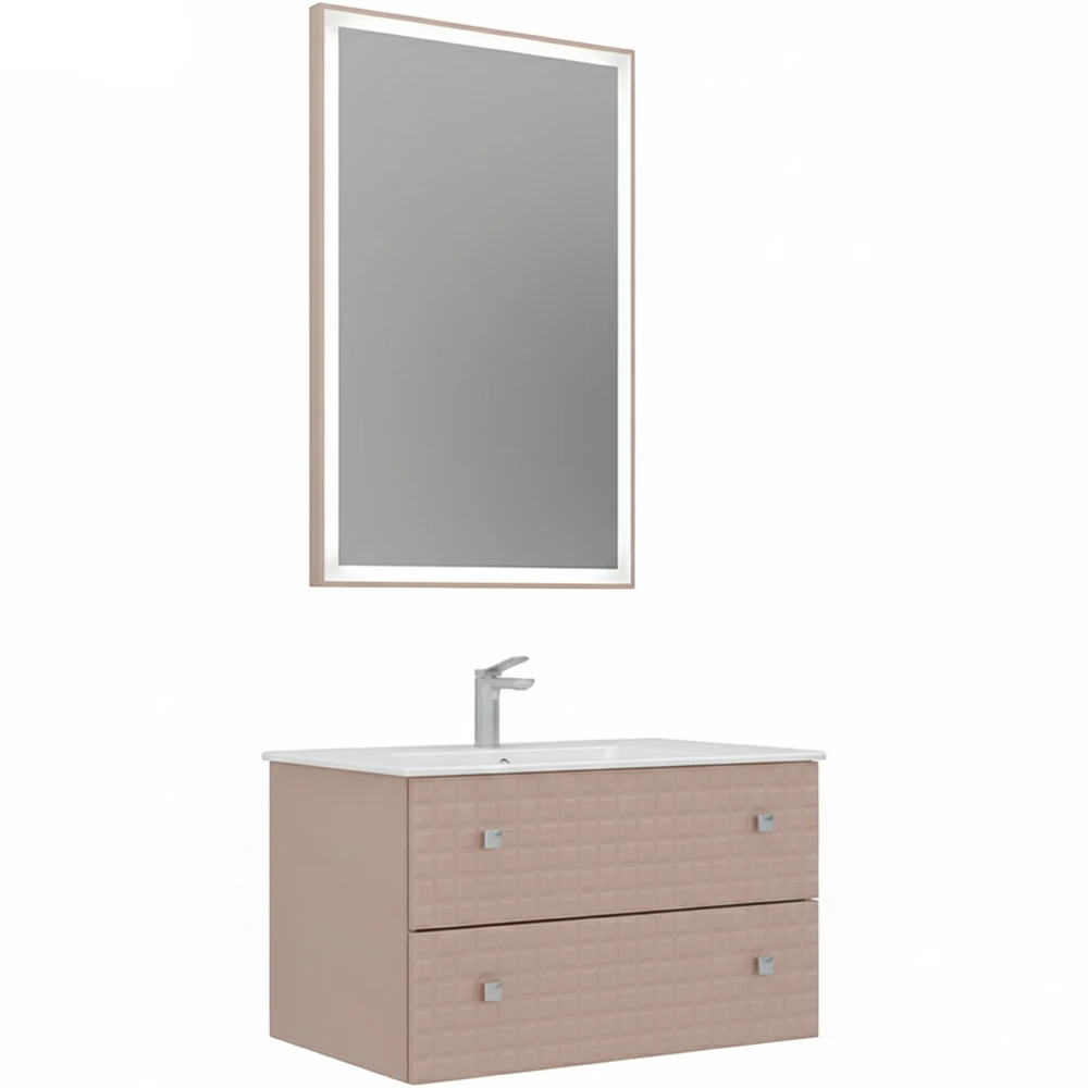 Orka Lipari 80 Cm Mat Pudra Banyo Dolabı Takımı (Krom Kulp) - 5009006