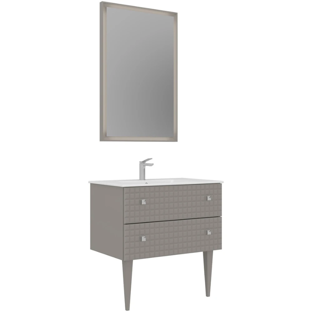 Orka Lipari 80 Cm Mat Vizon Banyo Dolabı Takımı (Krom Kulp) - 5008997